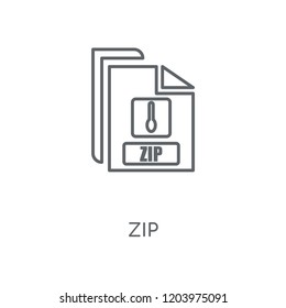 Zip linear icon. Zip concept stroke symbol design. Thin graphic elements vector illustration, outline pattern on a white background, eps 10.