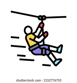zip lining color icon vector. zip lining sign. isolated symbol illustration