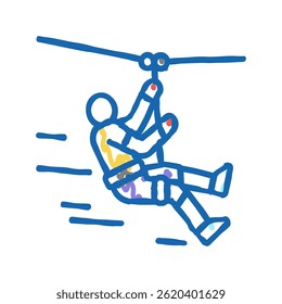 zip lining doodle icon sketch vector. zip lining sign. isolated symbol illustration