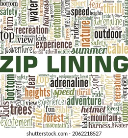 Zip Lining vector illustration word cloud isolated on white background.
