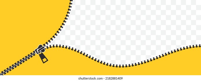 Zip locker  Closed   open zipper  Zipping yellow background  Vector illustration