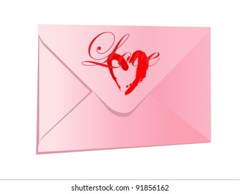 zip pink envelope with a heart