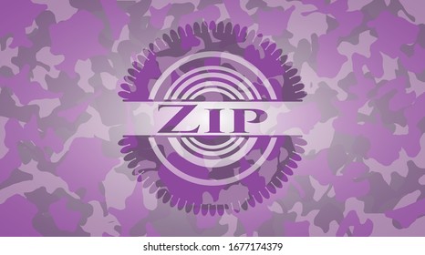 Color rosa Zip sobre el patrón de cámara. Ilustración vectorial. Detallado.