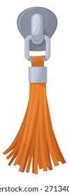 Zip puller with decorative tassel. Cartoon fashion clasp