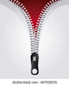 Zip red zipper one cloth metal teeth icon. Isolated and flat illustration. 