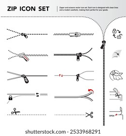 Vektorsymbol-Set für Reißverschluss und Schere. Jedes Symbol ist perfekt für Ihre Essensbeutel, Kleidung Vakuumbeutel, Handtaschen, Schieber Taschen, Reißverschluss Tasche.
Easy zeigt klare Anleitung zum Öffnen, schließen. EPS10. 