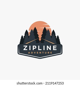 Zipline adventure logo badge emblem