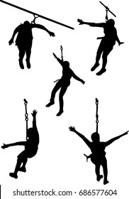 zipline vector silhouette clip art