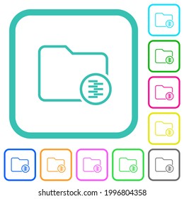 Zipped directory vivid colored flat icons in curved borders on white background