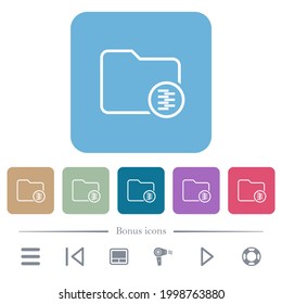 Zipped directory white flat icons on color rounded square backgrounds. 6 bonus icons included