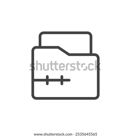 Zipped file folder icon Thin outline art symbol