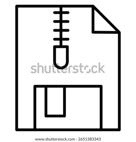 Zipped file icon Black and white outline flat sign vector
