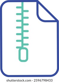 Zipped file outline dual color vector illustration icon design