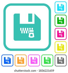 Iconos planos de colores vivos en los bordes curvados sobre fondo blanco