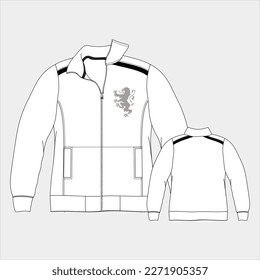 Zipped jacket mockup template design for soccer, football, baseball, basketball, sports team or university.