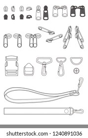 Zipper accessory flat sketches template