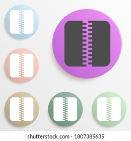 zipper badge color set. Simple glyph, flat vector of web icons for ui and ux, website or mobile application