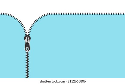 Zipper banner. Concept background closed and open zipper. Fastener. Closing clasp. Vector illustration
