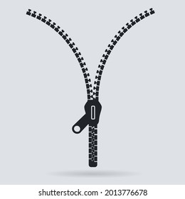 Zipper banner template. Open zipper. Empty poster for your design. Vector illustration.
