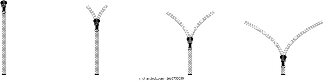 Zipper. Black and white vector image.