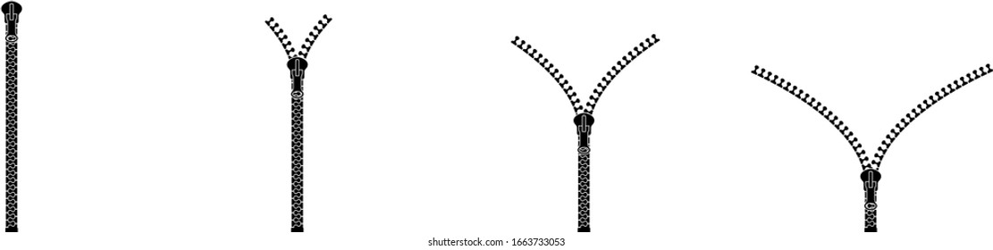 Zipper. Black and white vector image.