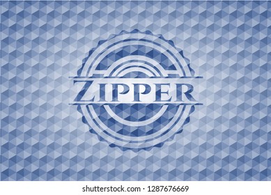 Zipper blue polygonal emblem.