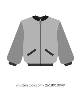 Cremallera Bomber Chaqueta mangas con puños Escala de grises Etiqueta engomada Icono Logo Marca Minimalista Diseño elemento idea