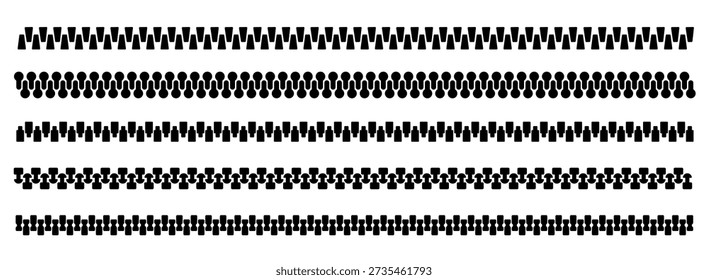 Zipper brush set. Zip vector.  Patterns with zipper brushes. 