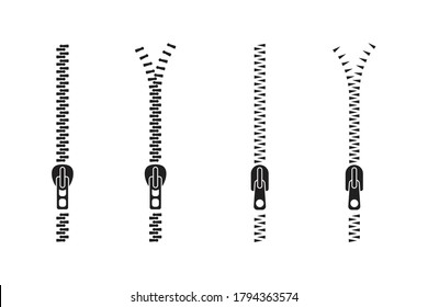 Zipper buttoned, lock and unlock. Vector illustration