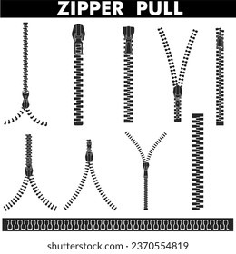 zipper Closed and open zip icon set. Vector illustration