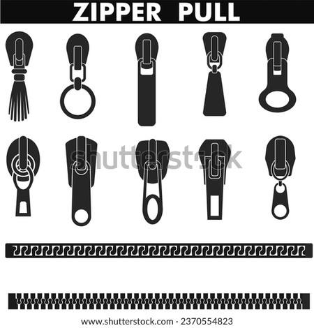 zipper Closed and open zip icon set. Vector illustration