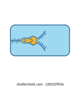 Zipper color icon. Removable mattress cover with zip-fastener. Slide fastener. Isolated vector illustration