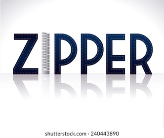 Zipper design over white background, vector illustration.