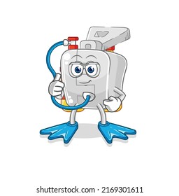 the zipper diver cartoon. cartoon mascot vector