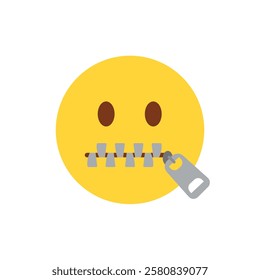 Zipper face emoji vector funny icon illustration