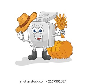 la mascota del granjero de cremallera. vector de dibujos animados