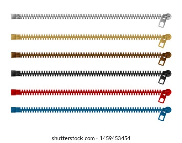 Zipper (fastener) vector illustration set (color variations / horizontal )