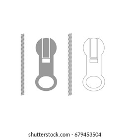 Zipper grey set  icon .
