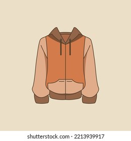 Zipper hoodie jacket icon  Flat design vector  Casual outifit 