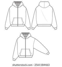 Zipper hoodie mockup template clothing vector design