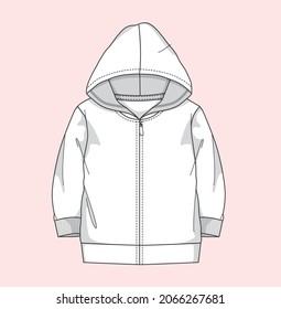 Zipper Hoody Sweat Shirt Flat Sketch Illustration For Kids And Adult  