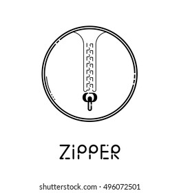 Zipper Icon, Can Use for Archive, Zipped File Icon, Download Compressed File Button, Thin Line Flat Style. Vector, Illustration