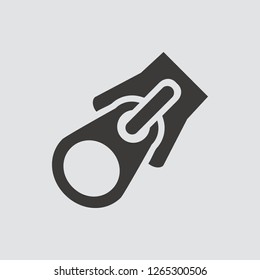 Zipper icon isolated of flat style. Vector illustration.