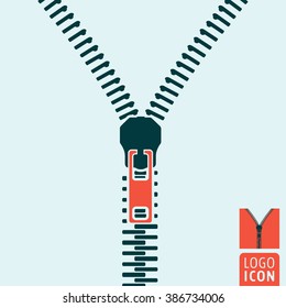 Zipper icon. Zipper icon isolated, minimal design. Vector illustration