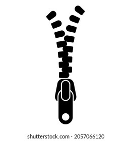Zipper icon in modern silhouette style design. Vector illustration isolated on white background.