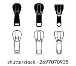 Zipper icon vector isolated on white background. Silhouette of zipper icon symbol design. Zipper outline icon, Vector illustration.