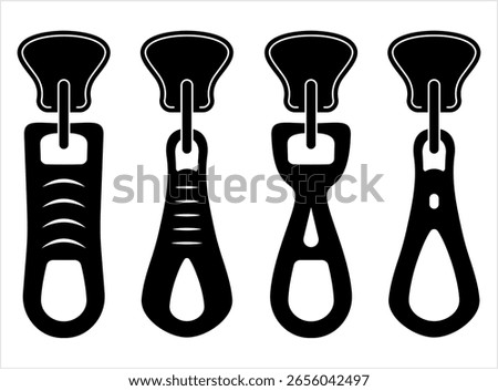 Zipper Icon, Zip Fastener Icon Vector Art Illustration