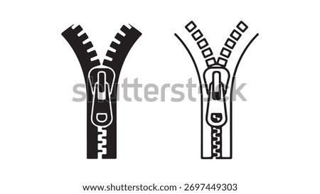 Zipper icons with transparent background