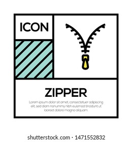 ZIPPER AND ILLUSTRATION ICON CONCEPT