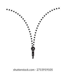  Elemento de diseño aislado con cremallera. Elemento de cremallera mínimo aislado en el fondo blanco, útil para el diseño de moda, maquetas de ropa, conceptos de costura y composiciones gráficas.
